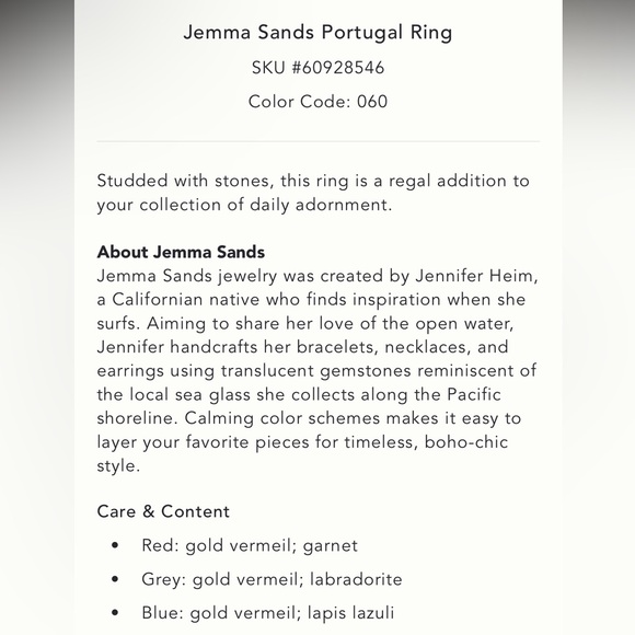 Jemma Sands Anthropologie Portugal Ring in Garnet Sz 7 - Picture 7 of 7